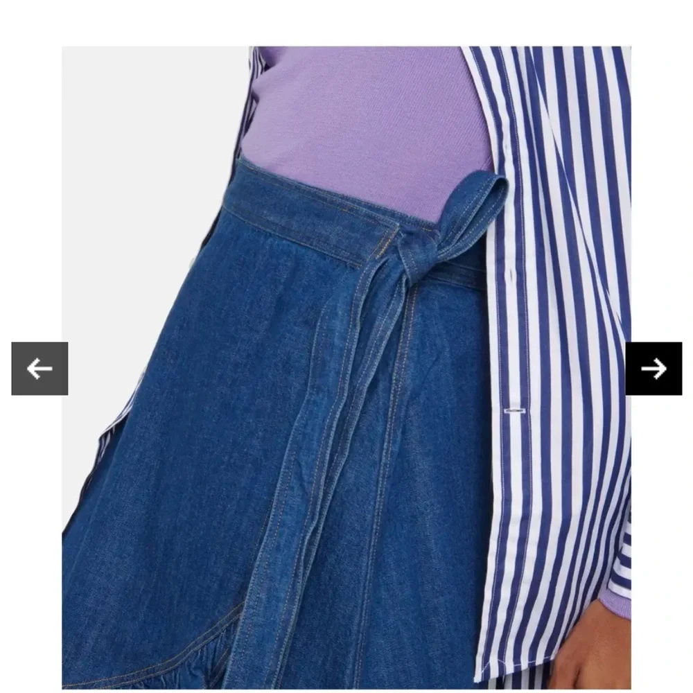 Polo Ralph Lauren ruffled cotton chambray denim wrap skirt NWT adjustable size - Picture 3 of 10
